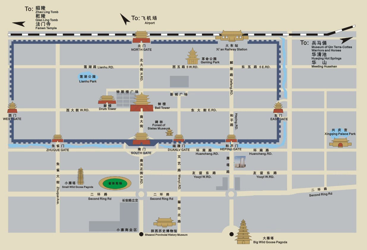 Map of Xian's old city in Chinese